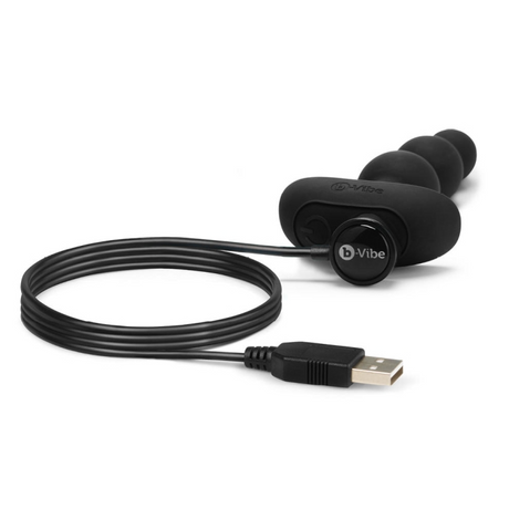 b-Vibe Triplet Anal Beads — 11.7 cm Insertable, Black - BV2733
