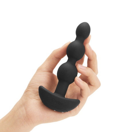 b-Vibe Triplet Anal Beads — 11.7 cm Insertable, Black - BV2733