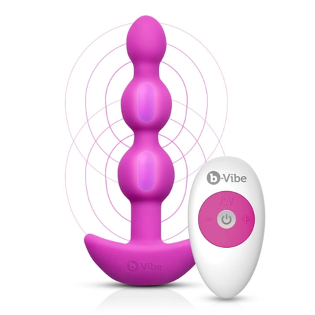 b-Vibe Triplet Vibrating Anal Beads, Fuchsia — 4.6" Insertable - BV2740