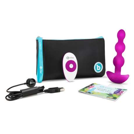 b-Vibe Triplet Vibrating Anal Beads, Fuchsia — 4.6" Insertable - BV2740