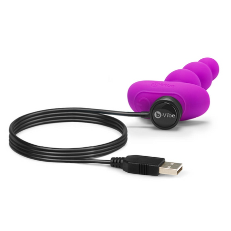 b-Vibe Triplet Vibrating Anal Beads, Fuchsia — 4.6" Insertable - BV2740