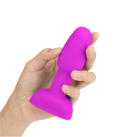 b-Vibe Rimming Plug Petite — Vibrating Anal Plug, Fuchsia - BV4223