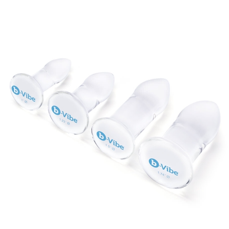 b-Vibe Glass Anal Dilators Set — 4 Progressive Glass Plugs - BV4326