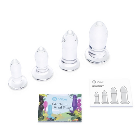 b-Vibe Glass Anal Dilators Set — 4 Progressive Glass Plugs - BV4326