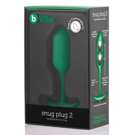 b-Vibe Snug Plug 2 — Weighted Silicone Anal Plug, Green - BV5123