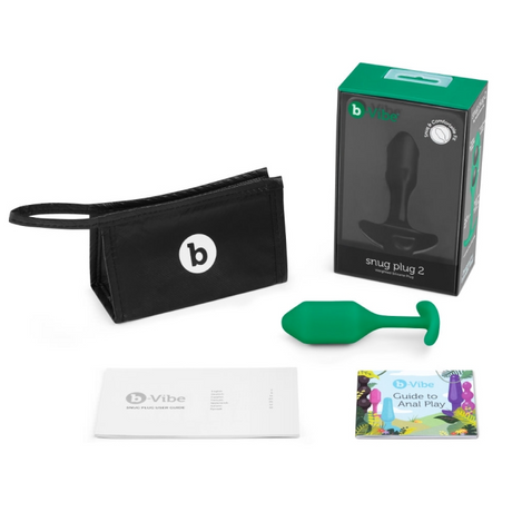 b-Vibe Snug Plug 2 — Weighted Silicone Anal Plug, Green - BV5123