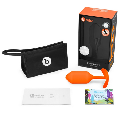 b-Vibe Snug Plug 3 Weighted Silicone Plug — Orange, 4.9 in - BV5147
