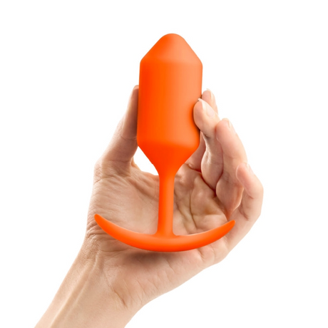 b-Vibe Snug Plug 3 Weighted Silicone Plug — Orange, 4.9 in - BV5147
