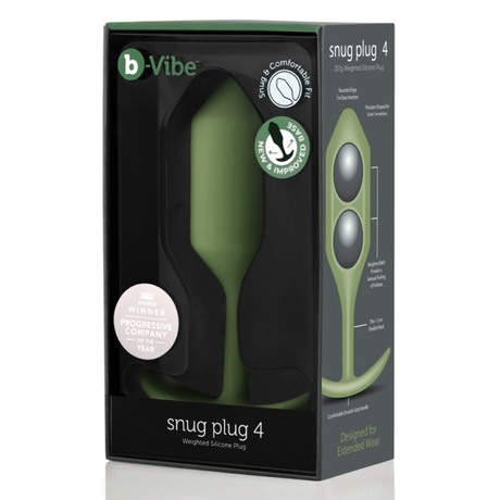 b-Vibe Snug Plug 4 — Weighted Silicone Butt Plug (Army) - BV5161