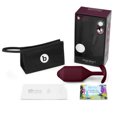 b-Vibe Snug Plug 5 — Weighted Silicone Anal Plug, Dark Red - BV5185