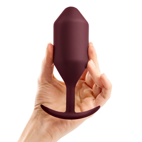 b-Vibe Snug Plug 5 — Weighted Silicone Anal Plug, Dark Red - BV5185