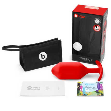 b-Vibe Snug Plug 6 — Weighted Silicone Plug 515 g, Red - BV5215