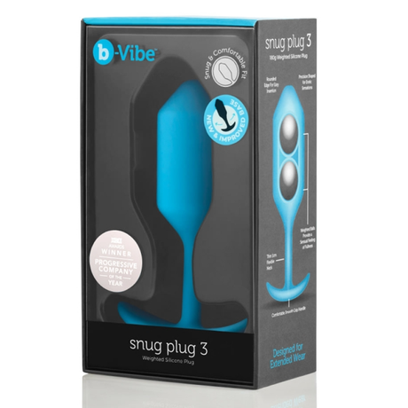 b-Vibe Snug Plug 3 — Weighted Butt Plug, Teal (12.5 cm) - BV6755