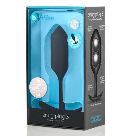 b-Vibe Snug Plug 3 Weighted Silicone Anal Plug — Black, 4.9 in - BV6762