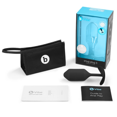 b-Vibe Snug Plug 3 Weighted Silicone Anal Plug — Black, 4.9 in - BV6762
