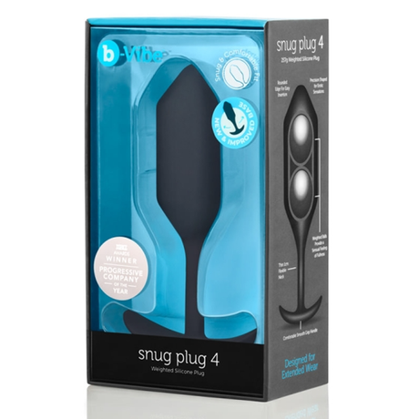 b-Vibe Snug Plug 4 — Black Weighted Silicone Anal Plug - BV6779