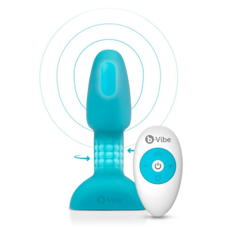 b-Vibe Rimming Plug Petite — Rotating & Vibrating Anal Plug, Teal - BV6786