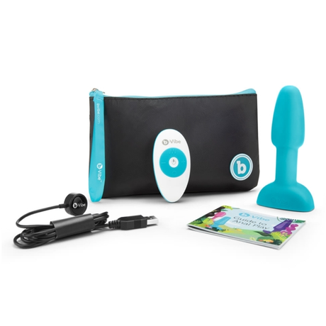 b-Vibe Rimming Plug Petite — Rotating & Vibrating Anal Plug, Teal - BV6786