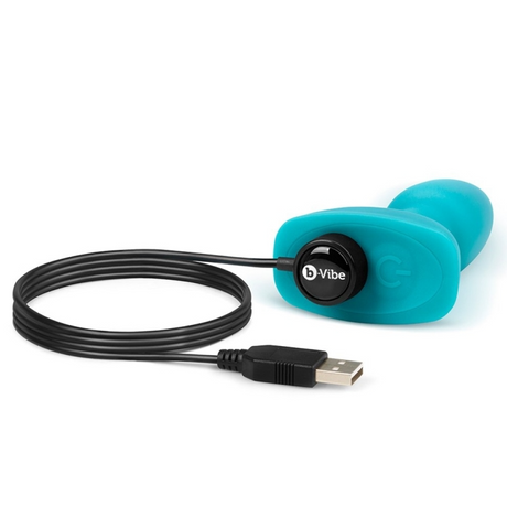 b-Vibe Rimming Plug Petite — Rotating & Vibrating Anal Plug, Teal - BV6786