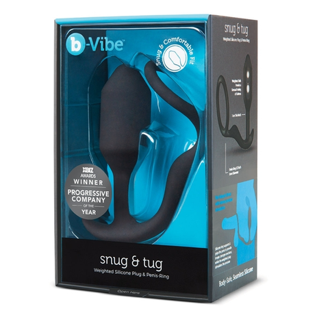 b-Vibe Snug & Tug — Penis Ring and Weighted Butt Plug, Black - BV7039