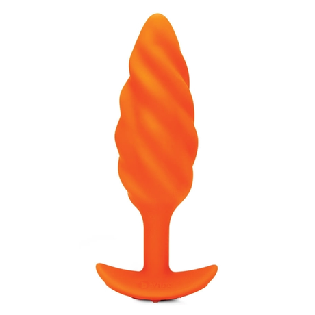 b-Vibe Swirl Texture Plug, Orange — Medium Vibrating Silicone Plug - BV7664