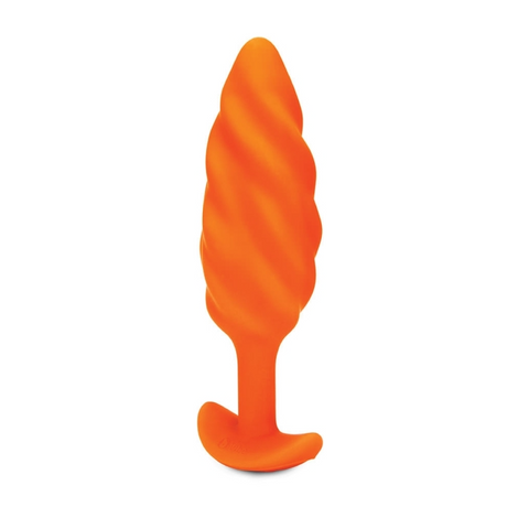 b-Vibe Swirl Texture Plug, Orange — Medium Vibrating Silicone Plug - BV7664