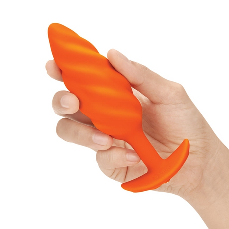 b-Vibe Swirl Texture Plug, Orange — Medium Vibrating Silicone Plug - BV7664