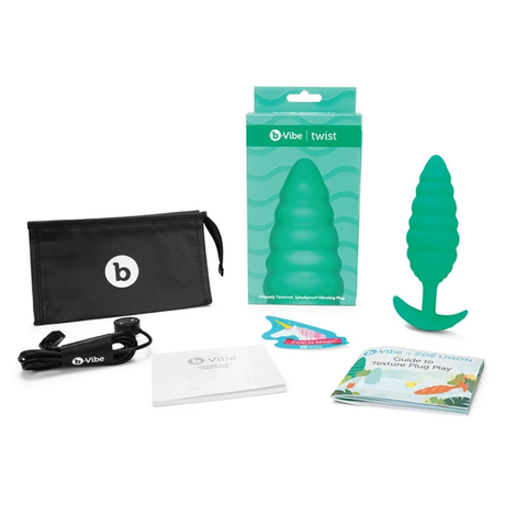 b-Vibe Twist Texture Plug — Textured Anal Plug, Green - BV7671