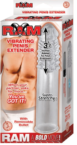 Ram Vibrating Penis Extender - Clear by Nasstoys