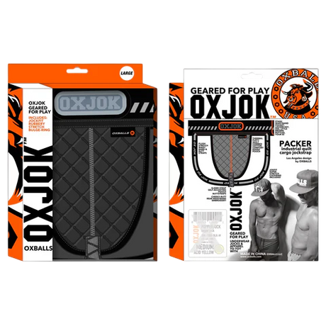 OXBALLS PACKER Quilted Cargo Strap Jock — Black Puff, XXL - OX5880