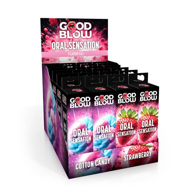 XR Brands Oral Sensation Gel Pops — Strawberry & Cotton Candy, 24 Count - GB-AH591