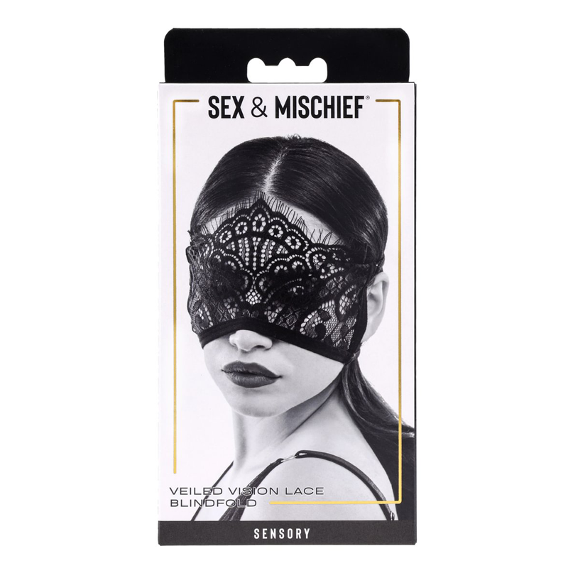 Sex & Mischief Veiled Vision Lace Blindfold — Black - SS10100