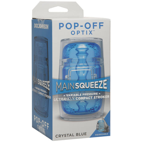 Doc Johnson Main Squeeze Optix Pop-Off Mini Stroker — Crystal Blue - DJ5203-02-BX