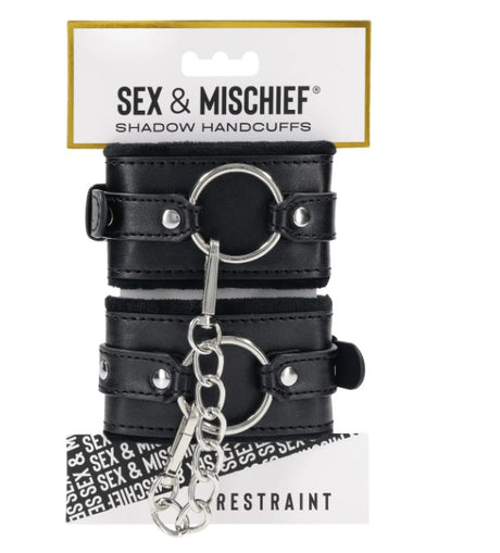 Sportsheets Shadow Handcuffs — Black Faux Leather Cuffs - SS10300