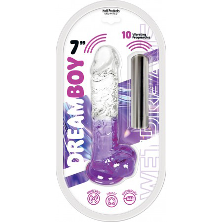 Hott Products Dream Boy 7" Jelly Vibrator — Clear Purple - HTP3770
