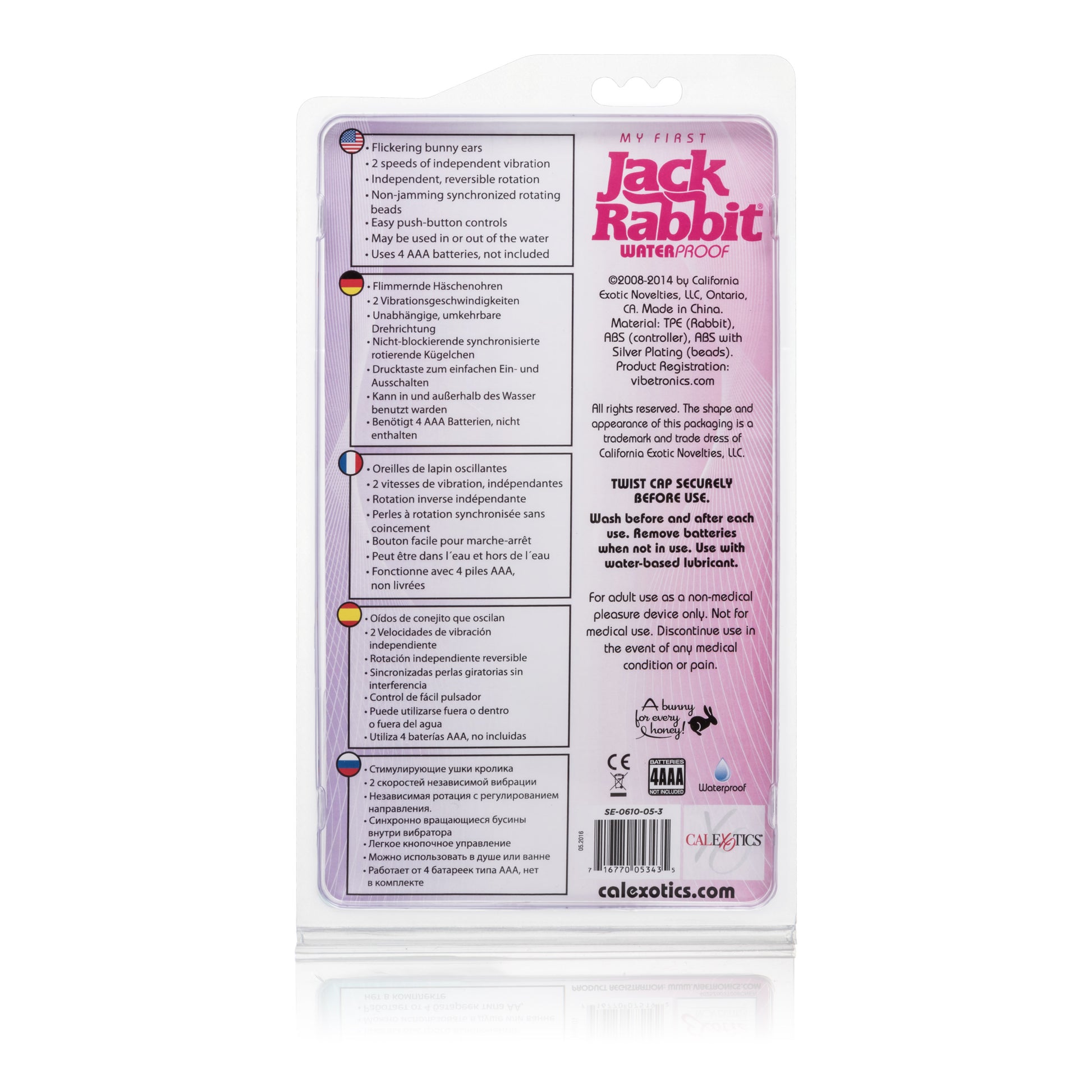 Advanced Waterproof Jack Rabbit 5 Rows of Beads - Pink by CalExotics