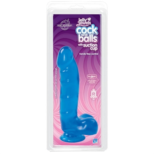 Jelly Jewels - Cock and Balls With Suction Cup - Blue by Doc Johnson