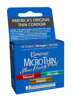 Paradise Marketing Kimono Microthin Sheer Condoms Variety Pack — 3 Pack - KM09003