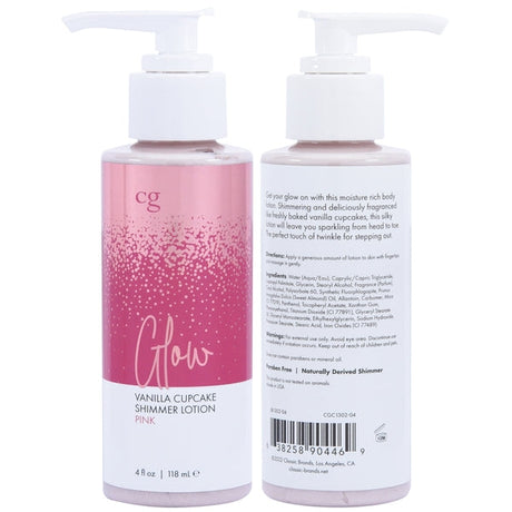 CG GLOW Pink Shimmer Lotion, Vanilla Cupcake Fragrance — 4 oz - CG714