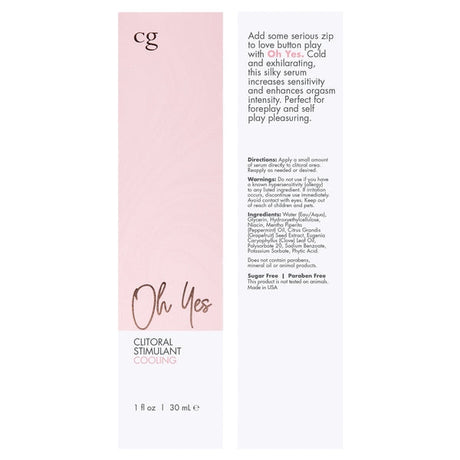 CG OH YES Cooling Clitoral Stimulant — Fragrance Free 1 oz (30 mL) - CG404