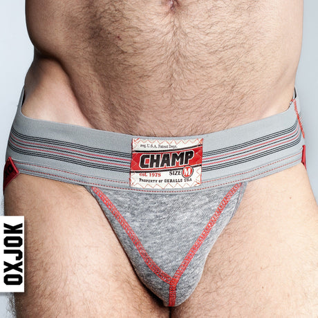 OXBALLS Champ Vintage Sweatshirt Jockstrap — Small, Gray Heather - OX-JOK-1004-GRY-S