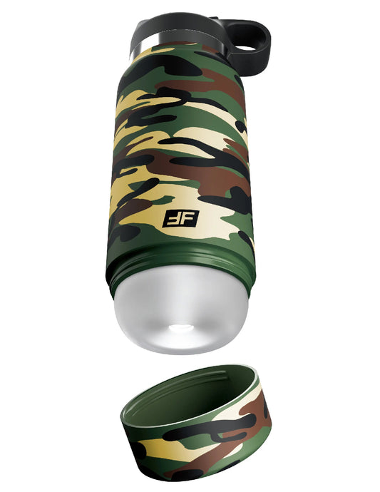 Pipedream Fap Flask Happy Camper Water Bottle Stroker, Camo, 9.4 in - PDRD630-20