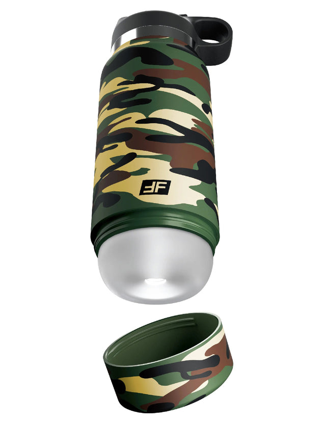 Pipedream Fap Flask Happy Camper Water Bottle Stroker, Camo, 9.4 in - PDRD630-20
