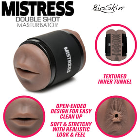 Mistress Double Shot Anal & Oral Stroker — Dark (TPE) - 653078943146