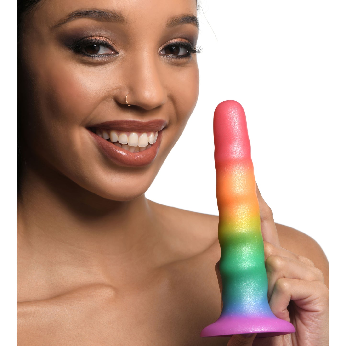 Zigzag Rainbow Silicone Dildo by Simply Sweet