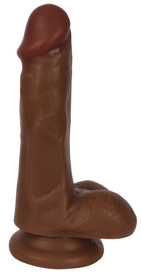 Thinz 6 Inch Slim Dildo with Balls — Medium (5" Insertable, 1.5" Dia) - 643380985316
