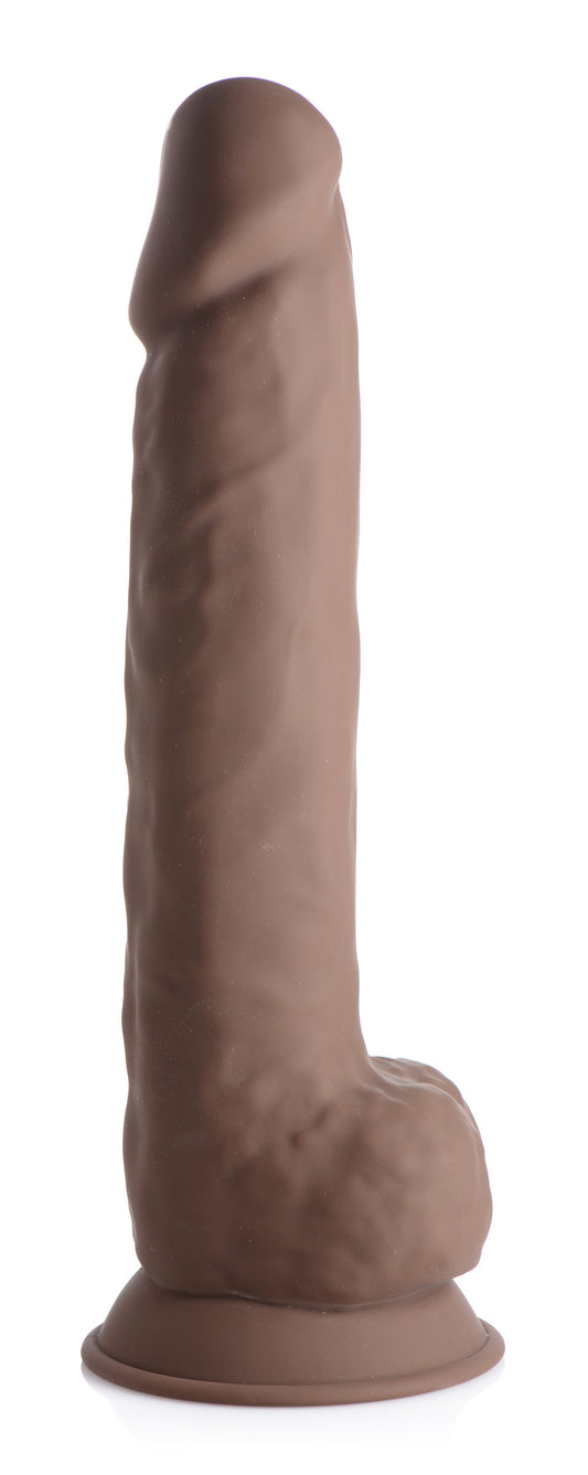 Silexpan Dark Hypoallergenic Silicone Dildo with Balls - 10 Inch by Fleshstixxx