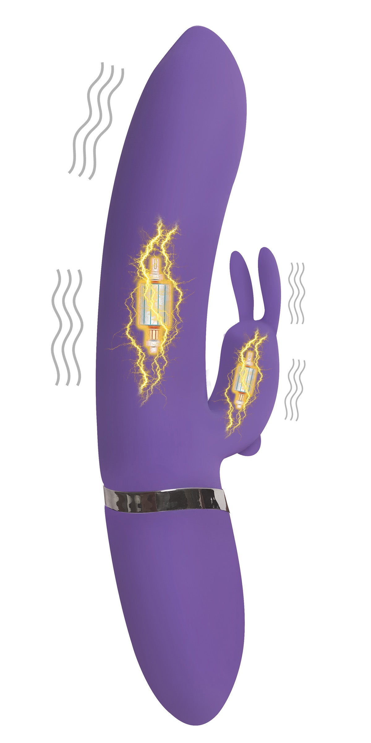 Power Bunnies Thumper 18X Silicone Rabbit Vibrator, Violet, 8.5 in - 653078941029