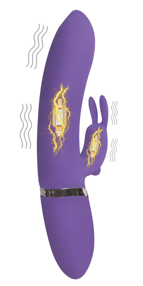 Power Bunnies Thumper 18X Silicone Rabbit Vibrator, Violet, 8.5 in - 653078941029