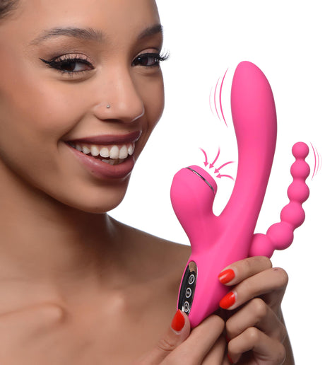 Power Bunnies Suckers 21X Silicone Suction Rabbit Vibrator, Pink - 653078942439